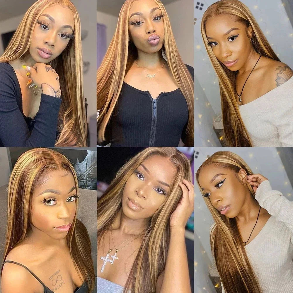 4/27 Highlight Straight HD Lace Front Wig