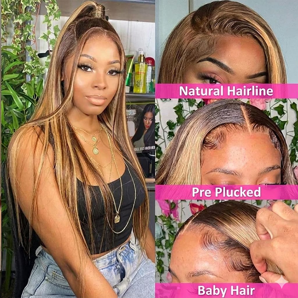4/27 Highlight Straight HD Lace Front Wig