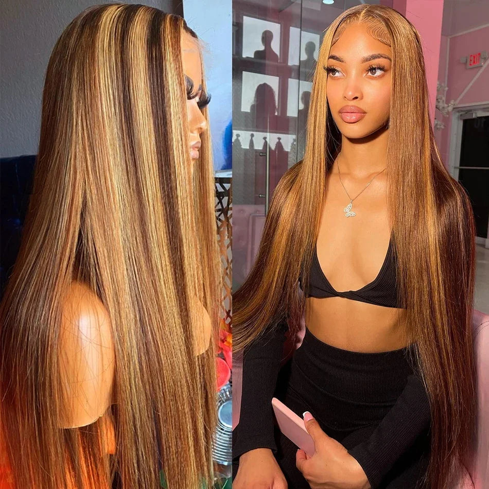 4/27 Highlight Straight HD Lace Front Wig