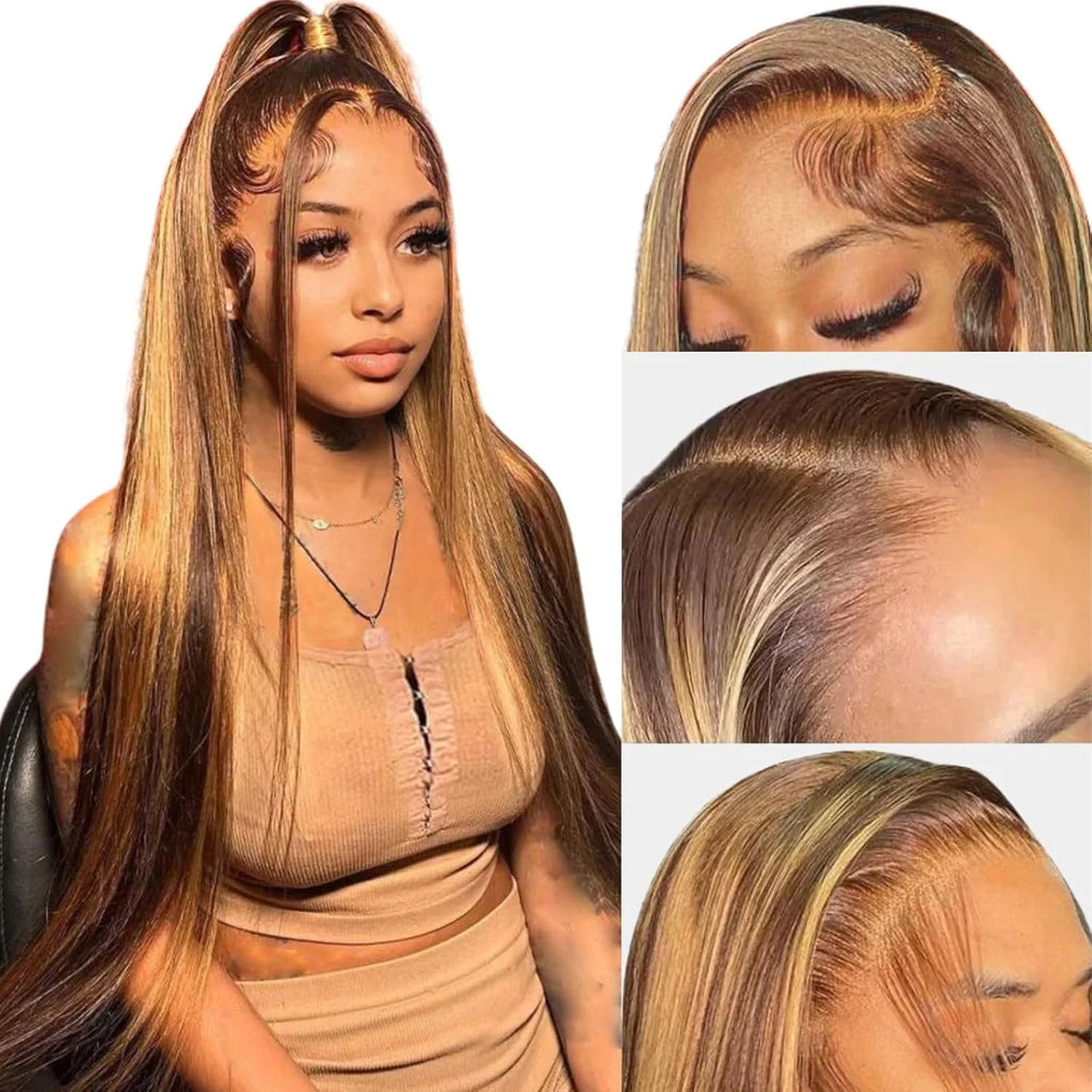 4/27 Highlight Straight HD Lace Front Wig