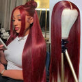 99J Burgundy HD Lace Front Human Hair Wig | Straight