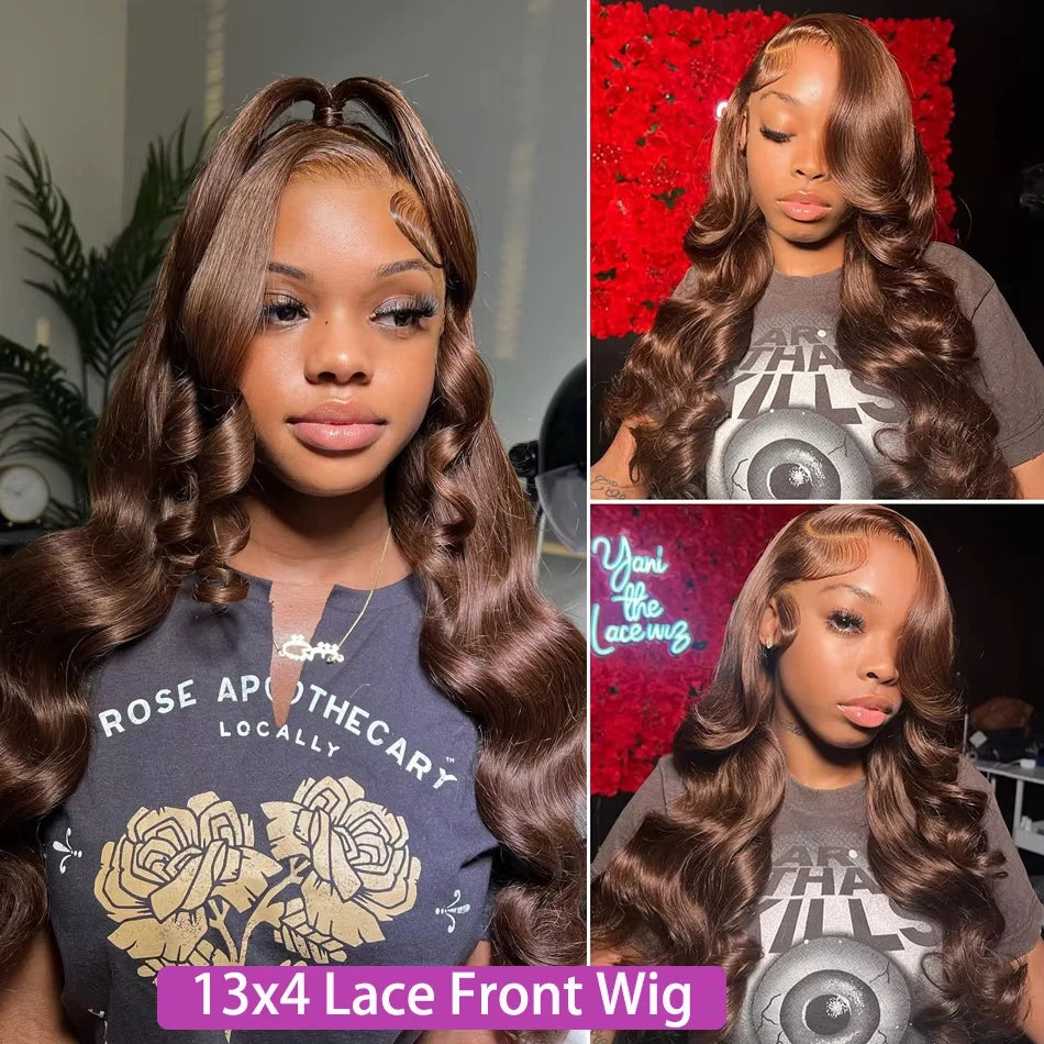 Body Wave 13x6 HD Lace Wig Chocolate Brown Preplucked