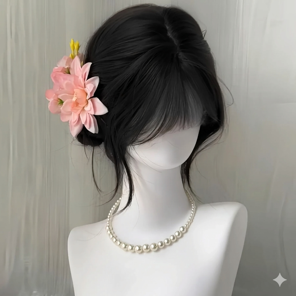 Brown Ash Long Deep Wave Lolita Wig With Bangs | Synthetic