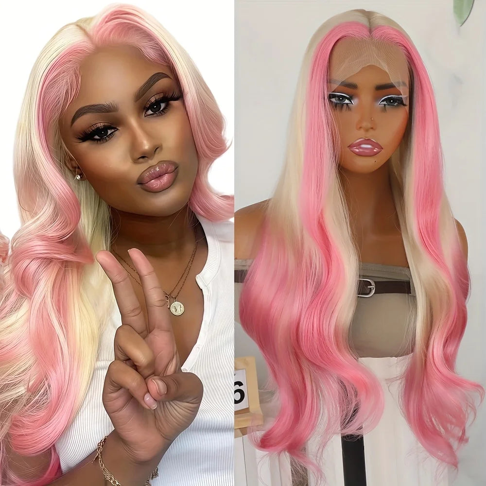 Glueless Pink Blonde Ombre Lace Wig | Free Part Body Wave