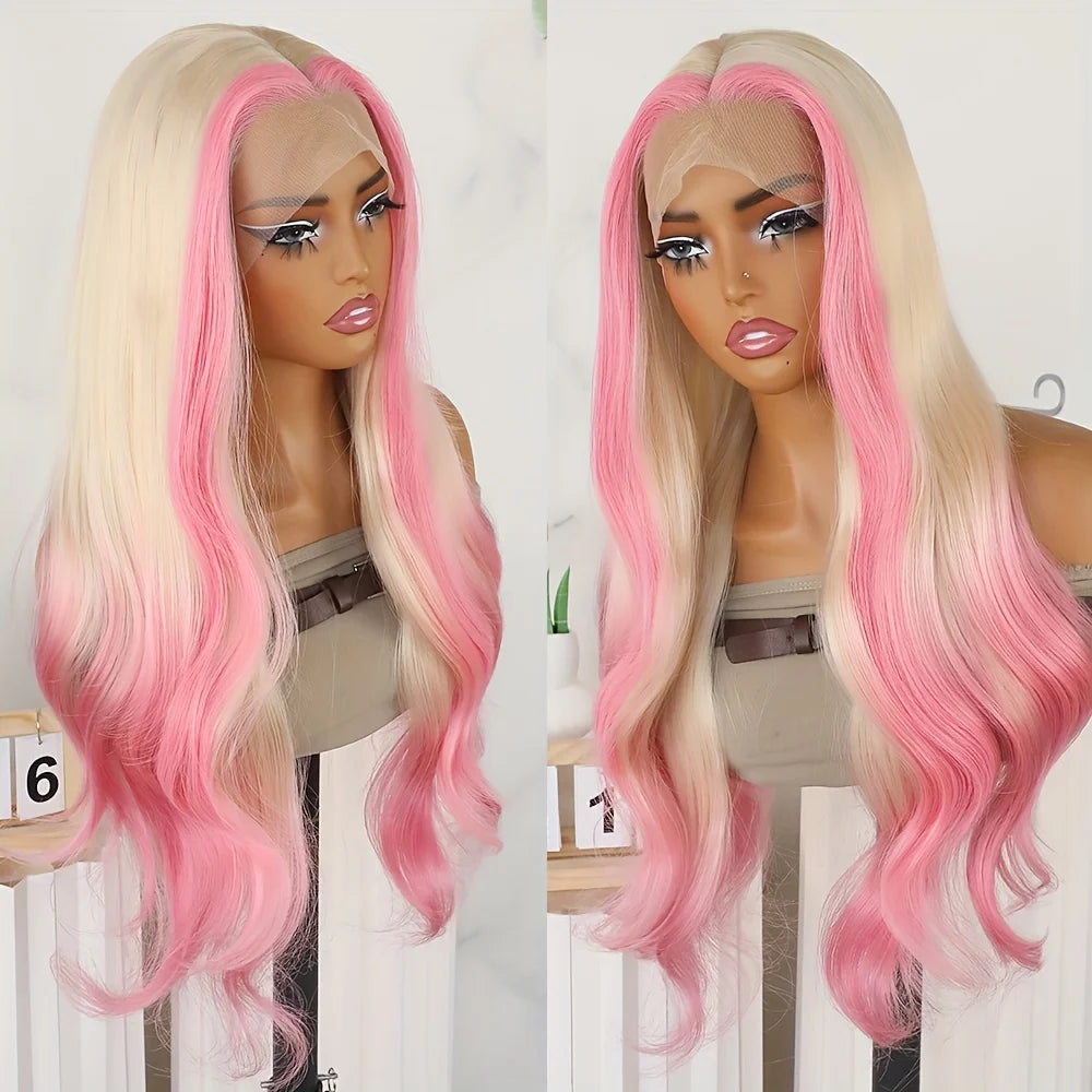 Glueless Pink Blonde Ombre Lace Wig | Free Part Body Wave
