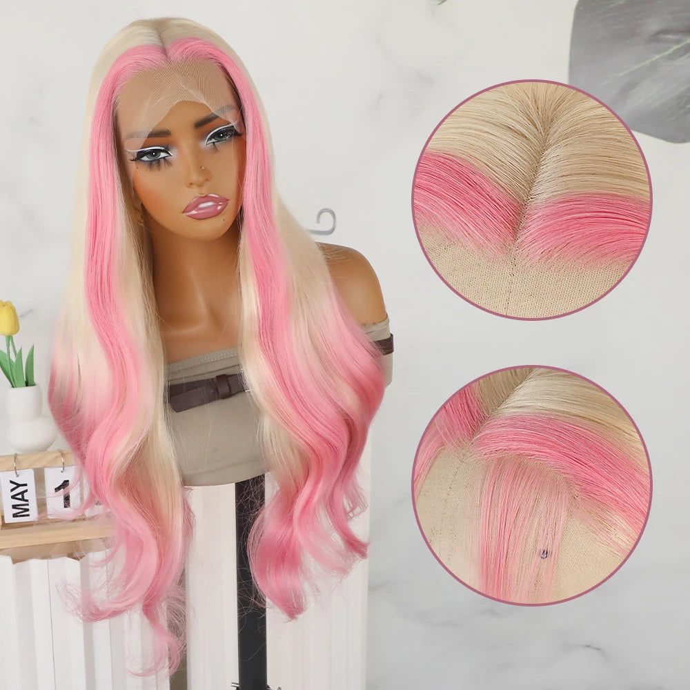 Glueless Pink Blonde Ombre Lace Wig | Free Part Body Wave