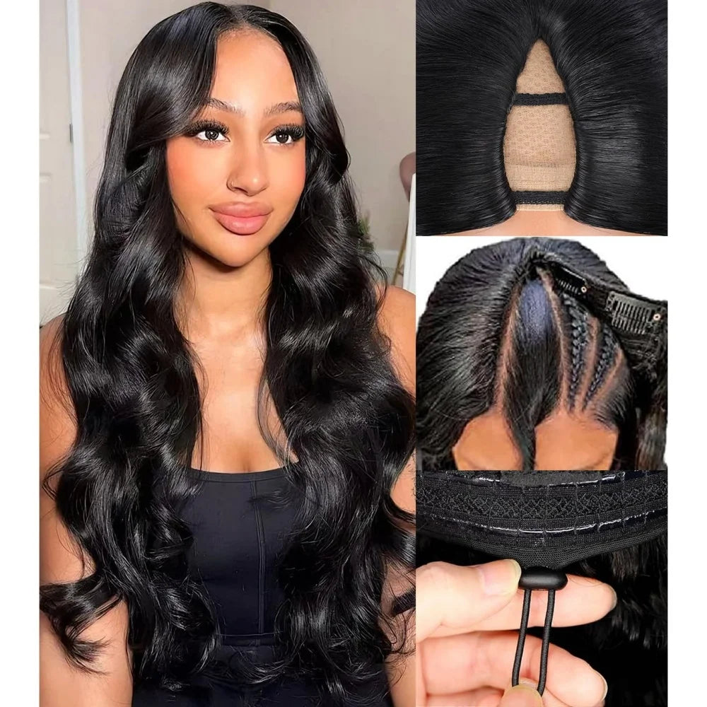 Glueless V Part Human Hair Wig | Body Wave No Leave Out