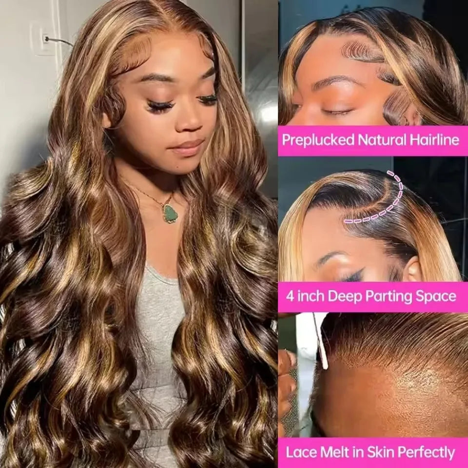 Glueless HD Lace Wig | Honey Blonde Ombre Body Wave