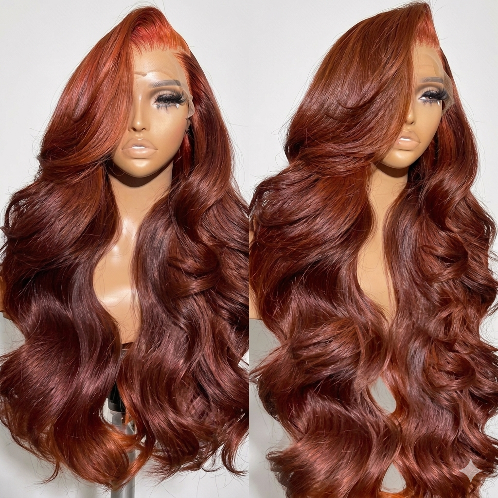 Premium Reddish Brown HD Lace Front Human Hair Wig