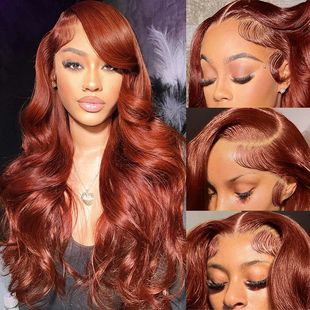 Premium Reddish Brown HD Lace Front Human Hair Wig