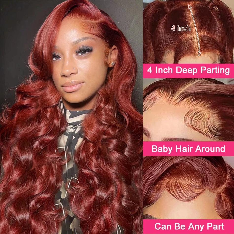 Premium Reddish Brown HD Lace Front Human Hair Wig