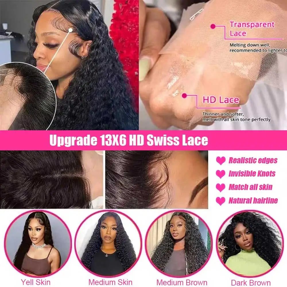 HD Deep Wave Lace Front Wig – Brazilian Pre-Plucked Curly