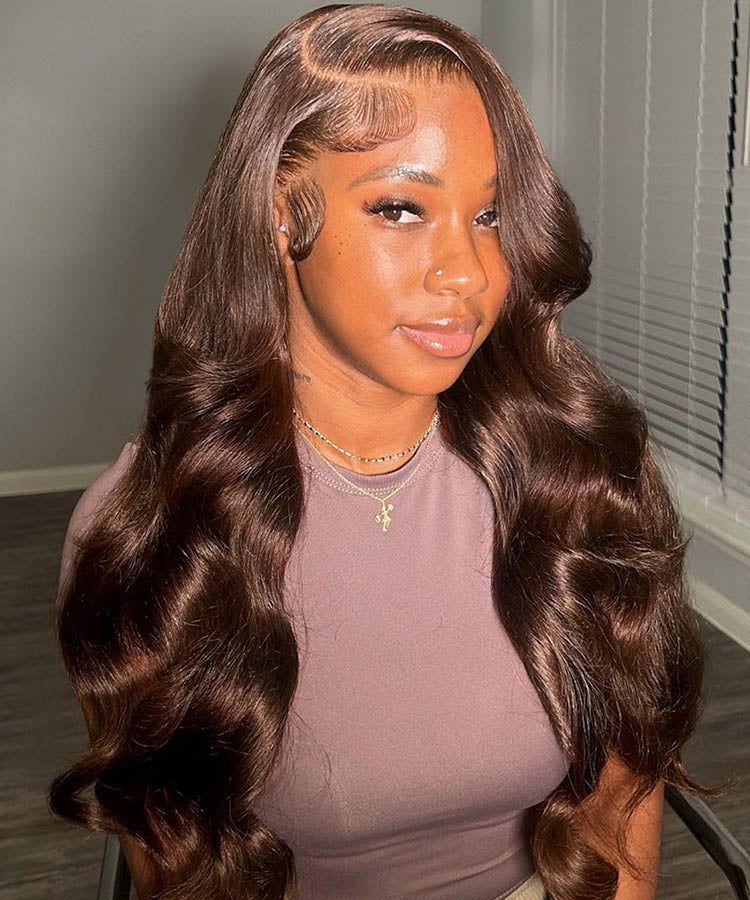 Body Wave 13x6 HD Lace Wig Chocolate Brown Preplucked